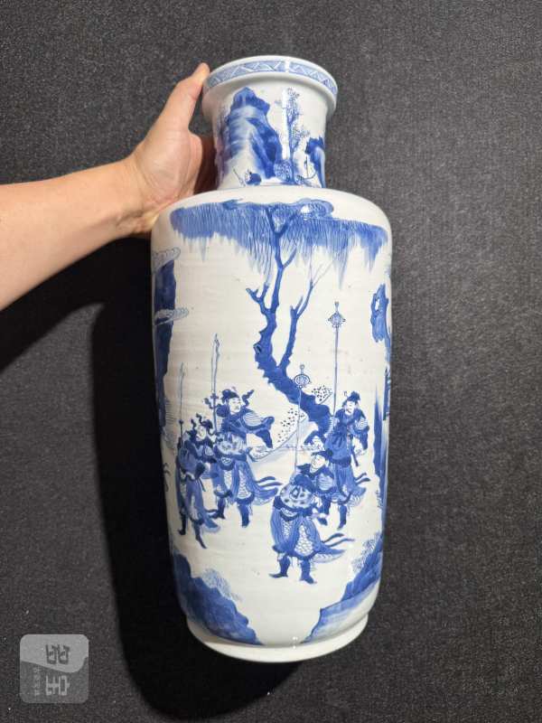 清康熙 青花辕门射戟图棒槌瓶 - 图8